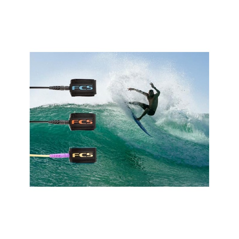 FCS Regular Classic Surfboard Leash – Durable 7mm Cord, Neoprene