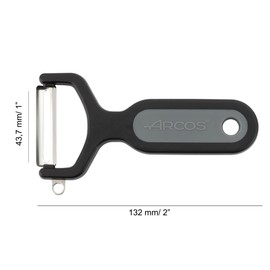 ARCOS Professional Peeler for Fruits and Vegetables. 5.5 Inch Stainless Steel Kitchen Tool for Precise Cutting. Chef's Gadget with Ergonomic Polypropylene Handle. Black Color