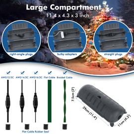 RESTMO Outdoor IP44 Waterproof Electrical Box, Weatherproof Extension Cord Cover, Safety Seal Enclosure to Protect Power Connections, Holiday Light Decorations, Power Tools, Fountains, Gray