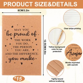 HAOWANWW 15 Set Inspirational Employee Appreciation Gifts Bulk Thank You Notebooks Thank You Ballpoint Pens Wooden Inspirational Keyring Thank You Gifts for Friends Colleagues Teacher Women Men