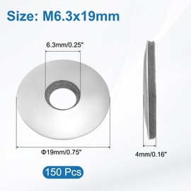 sourcing map 150Pcs Neoprene Rubber Sealing Washers M6.3x19mm 304 Stainless Steel EPDM Bonded Sealing Washer Waterproof Gaskets for Screws Bolts