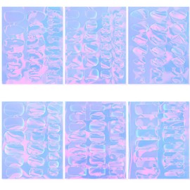 JERCLITY 12 Sheets Aurora Nail Foil Sticker Ice Cellophane Nail Film Laser Nail Decals Self-Adhesive Holographic Nail Art Stickers for Women Girls Nail Art Decoration (6 Shapes)