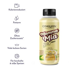 GymQueen Mamma Mia Zero Sauce, kalorienarm, ohne Fett & ohne Zucker, zum Verfeinern von Gerichten oder als Salat-Dressing, vegetarisch und laktosefrei, Mayo
