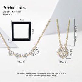 FuninCrea Love Heart Necklace for Women Classic Elegant Cubic Zirconia Necklace Silver Chain Heart Crystal Pendant Necklace with PE Film Jewelry Storage Box for Birthday Valentines (Gold)