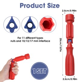 YUEWEESER Toilet Seat Fitting Tool, Toilet Seat Repair Wrench 1 Set Universal Toilet seat Installation Key with 2 Replacement Heads for Removal, Installation, and Repair