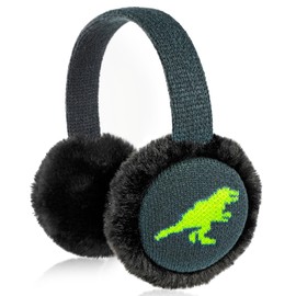 BTHRORO Ear Muffs Kids Cute Dinosaur Earmuffs Adjustable Knit Ear Warmers Soft Plush Winter Warm Ear Covers for Boys Girls