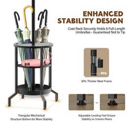 ZYATKSML Coat Rack Freestanding, Coat Stand with Umbrella Holder, Metal Coat Tree with 12 Hooks, Coat Hanger Stand for Entryway, Coat Rack Stand for Bedroom, Living Room & Office