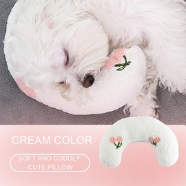 ZEPIQOR 1 Piece Cushion for Cats Dogs U-Shaped Pillow for Sleeping, Pet Cushion Cat Cushion Plush Pet Toy for Sleeping Cat Cuddly Toy for Rest, Playing (White)
