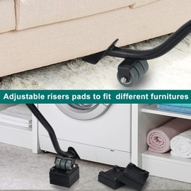 Furniture Lifter Tool, 21" Appliance Mover Tool Set for Heavy Furniture Protective Pads Sliders Wheels Up to 1000 LB Move Sofa Furniture Easier (1 Lifter Tool+4 Heightening Block+2 Protective Pads)
