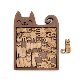 Cat Wooden Puzzle, Super Challenging Wooden Jigsaws Cat-Shaped Puzzle Cat Gifts for Girls, Cat Ornament Wooden Puzzles Crazy Cat Lady Gifts, IQ Puzzle for Christmas Birthday Cat Lover Gift (Classic)