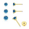 3Pairs CZ Stud Flat Screw Back Earring Studs for Women,