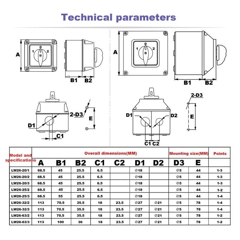 LEPEVNEY Universal Changeover Selector Switch with Waterproof Exterior Box Dual