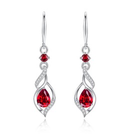 FANCIME Gift for Women July Birthstone Dangle Earrings for Her Teardrop Ruby Earrings S925 Sterling Silver infinity Love Birthday Gifts for Mom Women