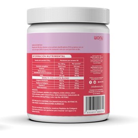 WONU I Colágeno Hidrolizado I 600g I 52 Servicios I Sabor Fresa-Arándano I Con Ácido Hiluronico Y Vitamina I Sin Azúcar