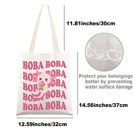 JNIAP Axolotl Boba Tea Tote Bag Axolotl Bubble Tea Gifts Bobalotl Axolotl Drinking Boba Gifts Boba Milk Tea Shoulder Bag, Boba Tb, Large