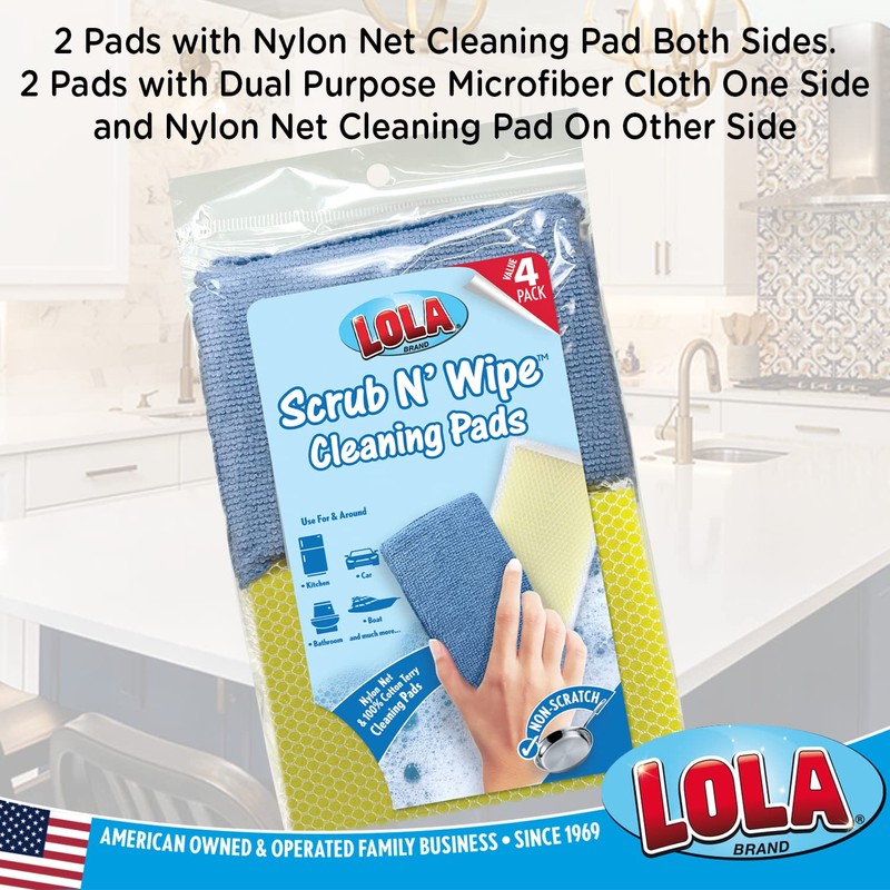Lola Products Microfiber & Nylon Net Sponges, 2 Included, Dual