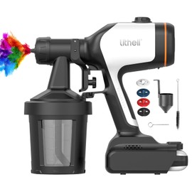 Litheli Cordless Paint Sprayer with Battery of 4.0Ah, HVLP Paint Sprayer Gun with Brushless Motor and 2 x 800ml Containers, Electric 800W Paint Sprayers with 4 Copper Nozzles for House and Furniture