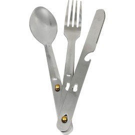 CAO 3 Piece Stainless Steel Cutlery Set with Clip Camping Hiking Adult Unisex L 6.4"