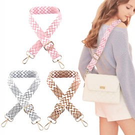 ZEXUPORIUM Pack of 3 Bag Straps for Changing, Adjustable Shoulder Strap for Bags, Shoulder Straps with Carabiner for Crossbody Bag Women and Men, Wide Strap