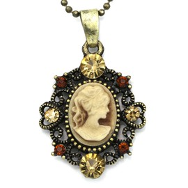 Soulbreezecollection Light Brown Cameo Pendant Necklace Charm Fashion Jewelry