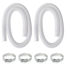 Pool Hose Diameter 32 mm, Pack of 2 Swimming Pool Hose 150 cm, Suction Hose with 4 Safety Clips, Pool Hose for Sand Filter System, Pump Hose for Swimming Pool for Garden and Swimming Pool