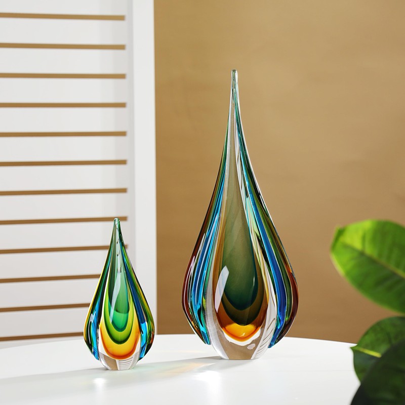 YAOYUAN Handmade Murano Glass Sculpture for Home Decor,9.44in Height (Sculpture