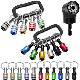 Anglekai 12PCS Drill Bit Holder Keychain, 11PCS Bit Holder Cool Gadgets/ 105°Right Angle Drill Driver, 1/4’’ Quick Release Bit Holder for Impact Driver Bit Holder Keychain Drill Bit Extension