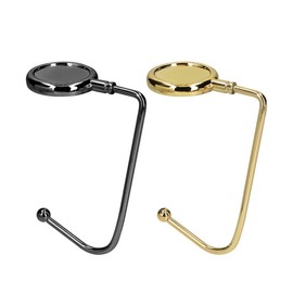 kwmobile 2 x Table Handbag Holder Hook - Non-Slip Bag Hook Holder Handbags - Bag Hanger Holder in Silver, Dark Slate Gold