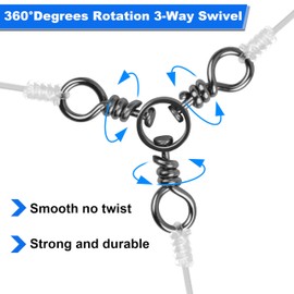 3 Way Swivels Fishing Tackle Catfish Swivels Three Way Rigs, 40pcs T-Turn Swivel Stainless Steel Triple Cross Line Fishing Connectors for Trolling Saltwater Freshwater 26-103lbs(1/0-103lbs-40pcs)