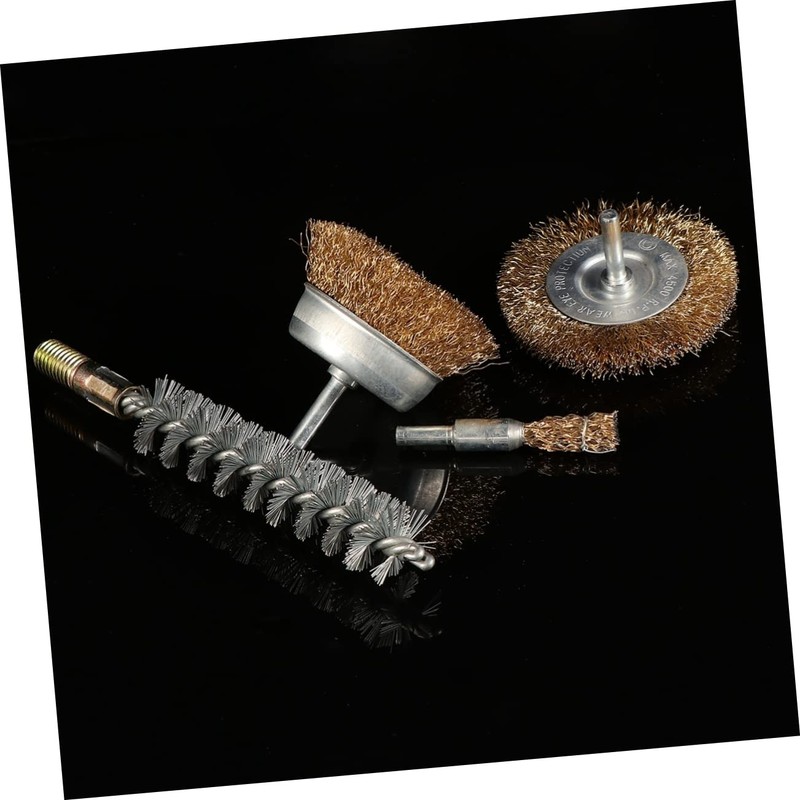 Baluue 4pcs Wire Wheel Brush Polishing and Cleaning Abrasive Rotary