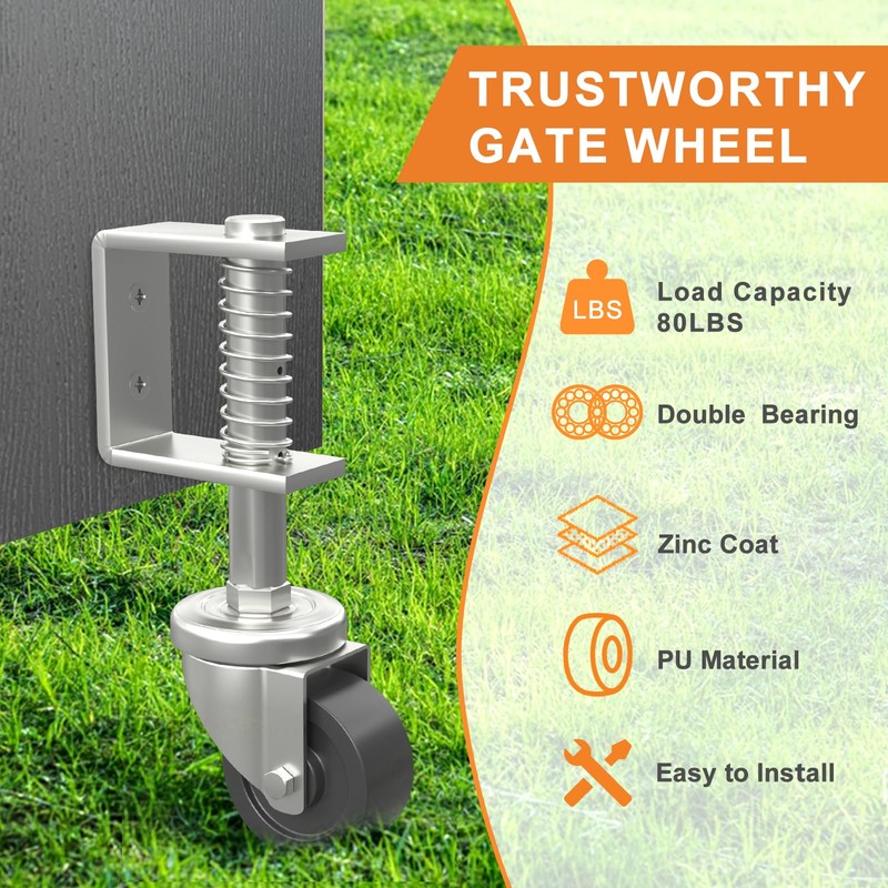 Uscaster 2 Inch Gate Caster for Wooden Gate, 80 lbs