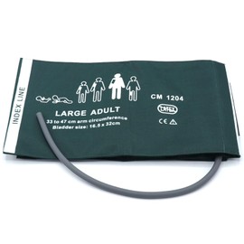 Manguito NIBP universal para adultos grandes, 33-47 cm, tubo único, reutilizable, nailon, color verde oscuro, manguito de presión arterial de repuesto, sin conector