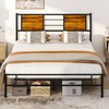 VECELO Metal Platform Full Bed Frame with Wooden Headboard,Sturdy Steel