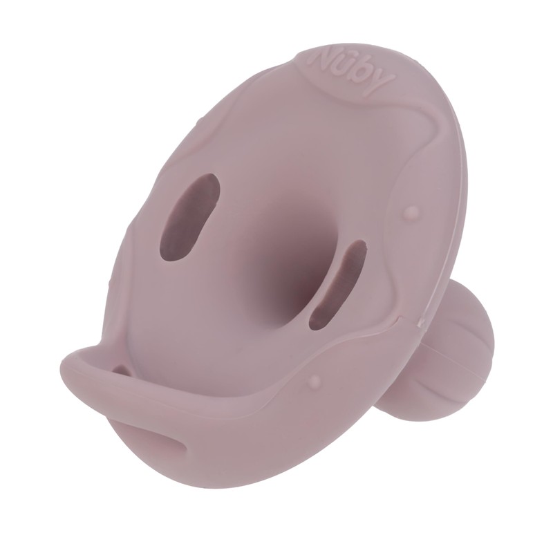 Nuby 2 Piece 100% Silicone Cherry/Natural Shape Pacifiers, 6-12 Months,