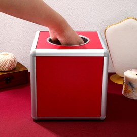 Toyvian Red Lottery Box, Raffle Ticket Box Lucky Box Square Storage Box Raffle Ticket Container Raffle Balls Boxes for Tickets, Vote Box Donation Boxes for Fundraising