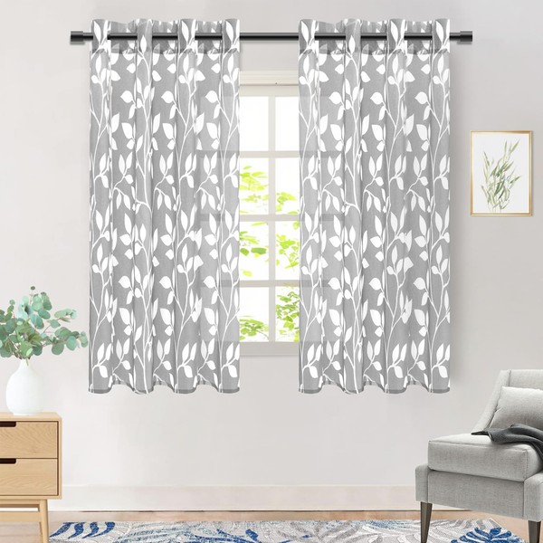 MRTREES Curtains with Eyelets Transparent Living Room Modern Short Window