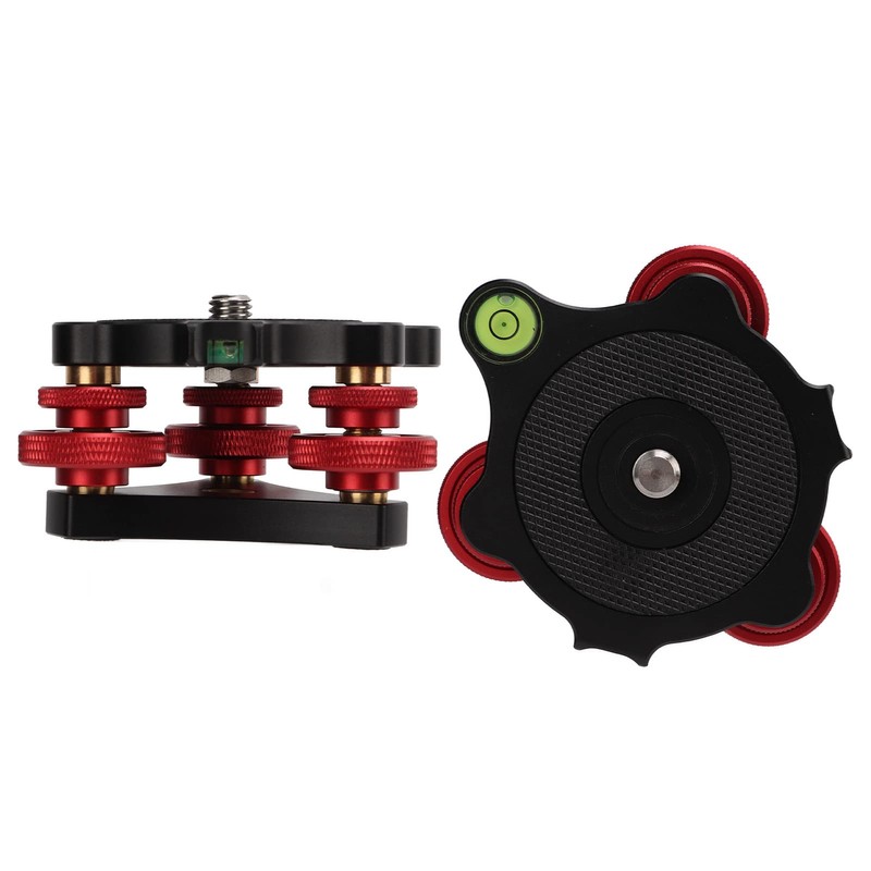 LP‑64 Camera Tripod Leveling Base, Triple Wheel Leveler Bubble Level