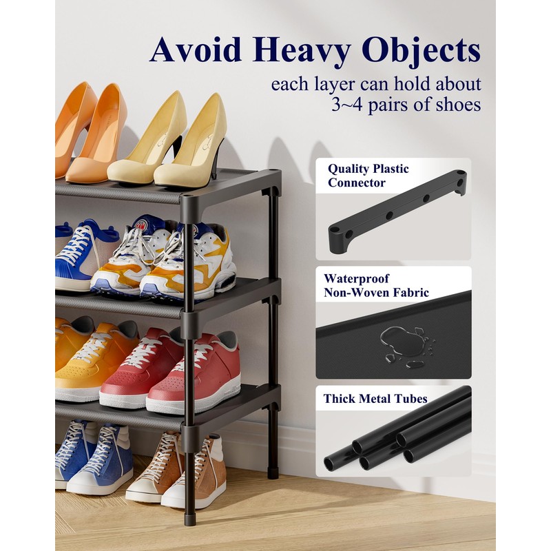 Kitsure Shoe Rack - Non-Woven Shoe Rack Shelf, Shoe Organizer