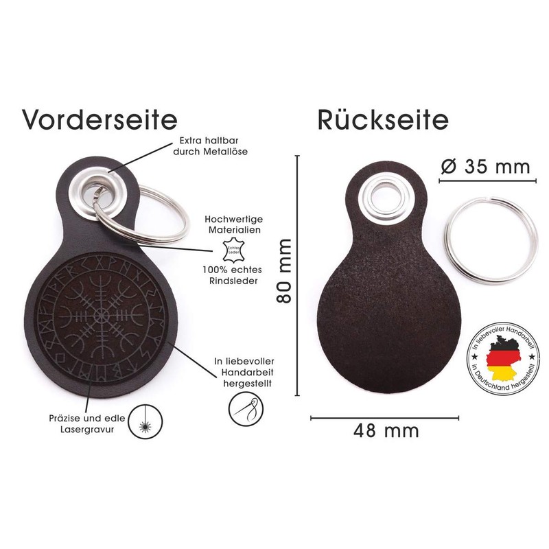 Samunshi® Leather Keyring with Engraving with Various Motifs Gifts Made