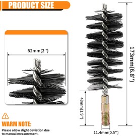 1Pc 2" Stainless Steel Round Pipe Tube Cylinder Bores Wire Cleaning Brush 50mm