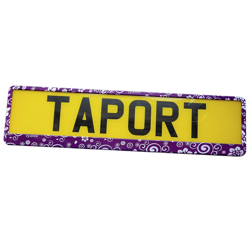 TAPORT® 1x PURPLE FLOWERS 3D Car Registration License Number Plate