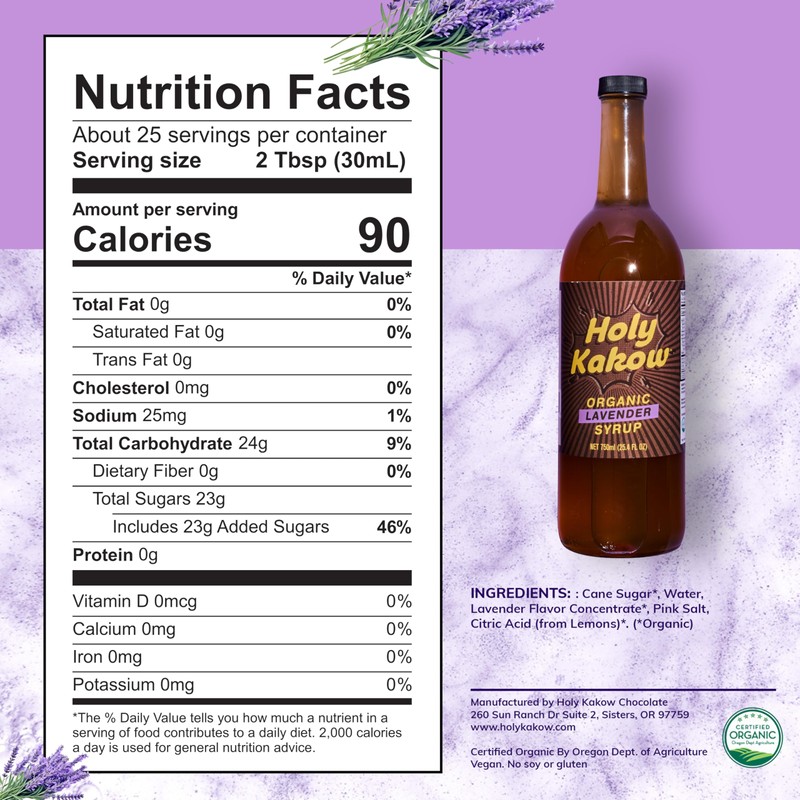 Holy Kakow Cafe Organic Lavender Syrup - Lavender Coffee Syrup,