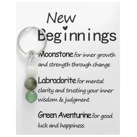 Crystal Keychain Gift for New Beginnings,New Beg/innings G/ifts for Women,N/ew eginnings Ke/ychain Gift,Moonstone Crystal Keyc/hain Gi/fts,Good Luck Key/chain Gif/t,Inspirational Encouragement