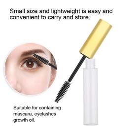 Comicfs 10 Pcs 4ml Transparent Reusable Empty Bottle Tube Container Makeup Vials Cosmetic Tool for Eyelash Growth Oil/Mascara with Brush for Home and Travel (Gold)