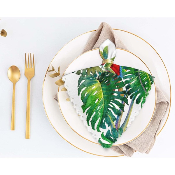 Yibeas Macaw Bird Cloth Napkins Dinner Table Napkins Watercolor Tropic