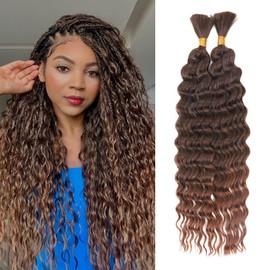 CHARSUN Deep Wave Braiding Hair Curly Bulk Synthetic Hair Extensions For Women Wet and Wavy Braids Extensions for Boho Box Braids No Weft 2Bundle/Pack Hair Extensions(1b/30#)