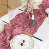 AUAUY 2 Pack Cheesecloth Table Runner, 90x300cm Boho Gauze Fabric