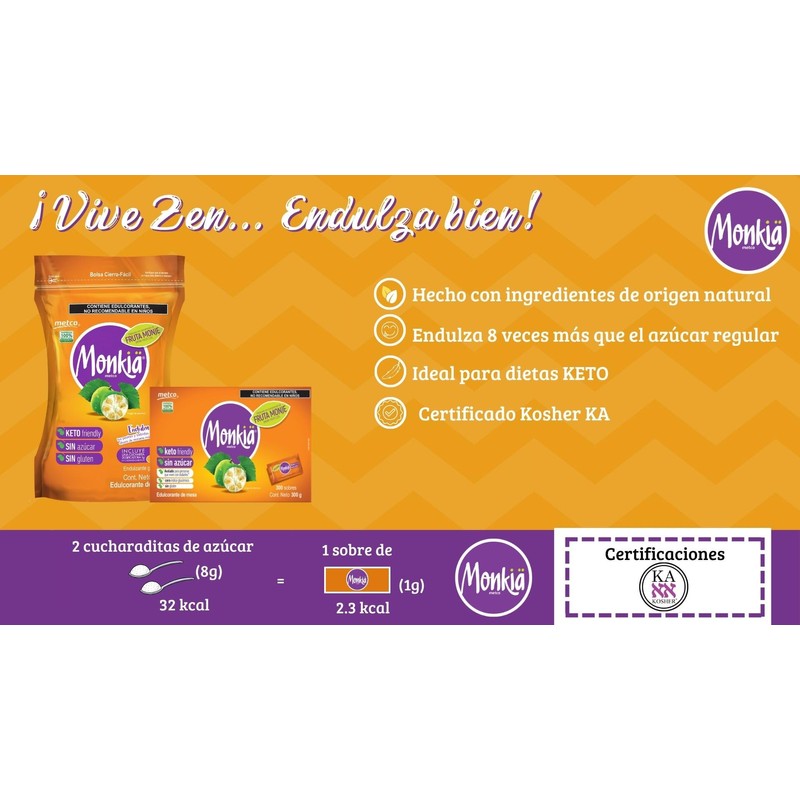 Enduzante Monkia, Monk Fruit, 260g, Pequeño