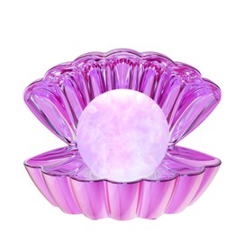 LKUA Shell Pearl Beach Themed Night Light, RGB 8 Colors Changing Mood Shell Pearl Lamps, Bedside LED Clamshell Portable Night Lights for Bar (Electroplating Purple)