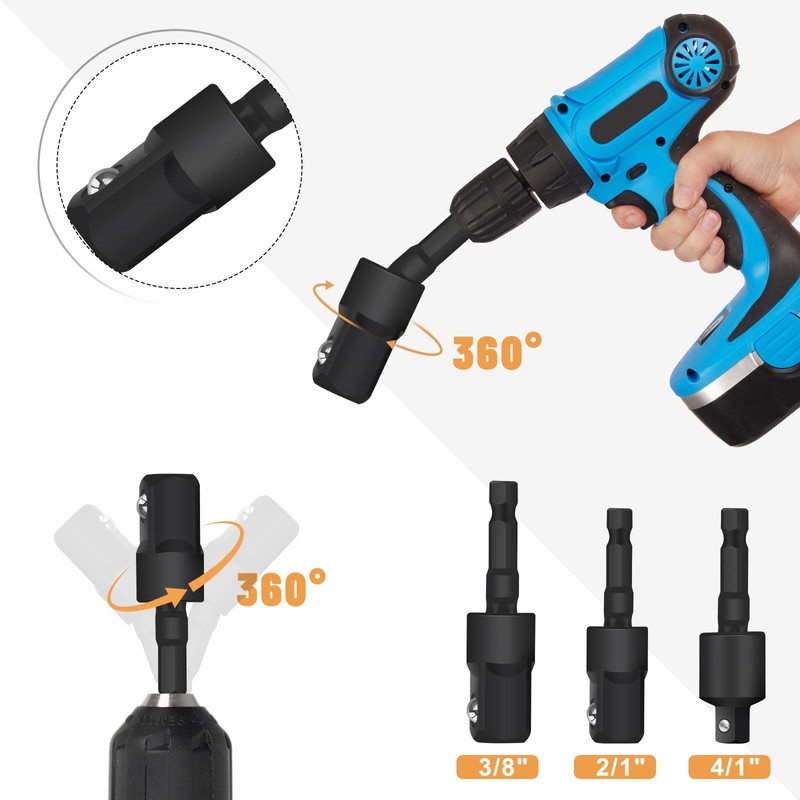 21 Pcs Right Angle Drill Attachment Set Includes 2Pcs Flexible